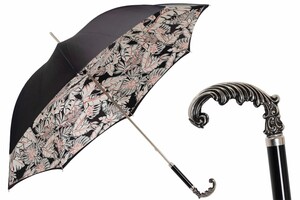 Klassischer Regenschirm Foglie Bianche f�r Damen - Handmade in Italy