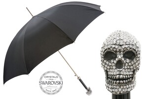 Luxus -Regenschirm mit Totenkopf Griff und Swarovski� f�r Herren - Regenschirm mit Swarovski� Totenkopf Griff - Handmade in Italy