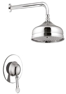 Casa Padrino Luxus Duscharmaturen Set mit Swarovski Kristallglas Silber - Brauseset - Einhelbelmischer mit Kopfbrause - Badezimmer Duschgarnitur 