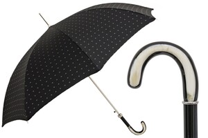 Luxus Klassisch Regenschirm mit B�ffelhorn f�r Herren - Automatische �ffnung - 100% Polyester - Griff in B�ffelhorn - Handmade in Italy