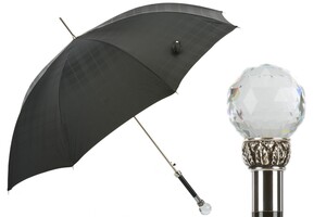 Luxus Regenschirm Herren Cristallo - Automatische �ffnung - 100% Polyester - Griff mit Kristall - Handmade in Italy