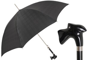 Luxus Regenschirm Herren Schwarzer Schnauzer - Manuelle �ffnung - 100% Polyester - Griff aus Acetat - Handmade in Italy