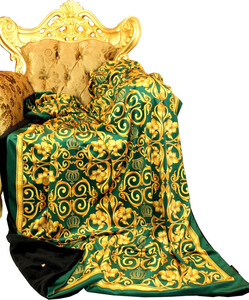 Luxus Wohndecke Pomps by Casa Padrino Barock Grn / Gold von Harald Glckler mit Glitzersteinen