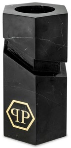 Philipp Plein Luxus Designer Marmor Deko Objekt Schwarz / Gold H. 36 cm