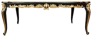 Pomps by Casa Padrino Barock Luxus Esstisch mit Glasplatte Schwarz / Gold 200 x 100 cm - Pompser Barock Esstisch designed by Harald Glckler