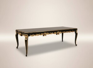 Pomp��s by Casa Padrino Barock Luxus Esstisch mit Glasplatte Schwarz / Gold 350 x 120 x H. 80 cm - Pomp��ser Barock Esstisch designed by Harald Gl��ckler