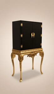 Pomp��s by Casa Padrino Luxus Barock Barschrank Schwarz / Gold - Pomp��ser Barock Weinschrank designed by Harald Gl��ckler - Barock Bar M�bel - Edel & Prunkvoll