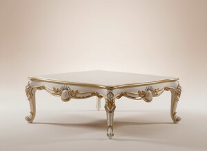 Pomp��s by Casa Padrino Luxus Barock Couchtisch Provence Beige / Wei� / Gold - Pomp��ser Barockstil Wohnzimmertisch designed by Harald Gl��ckler