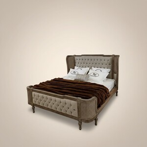 Pomp��s by Casa Padrino Luxus Barock Doppelbett Provence Grau / Braun - designed by Harald Gl��ckler