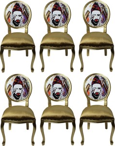 Pomp��s by Casa Padrino Luxus Barock Esszimmerst�hle Gold / Mehrfarbig 50 x 60 x H.104 cm - Pomp��se Barock St�hle designed by Harald Gl��ckler - 6 Esszimmerst�hle