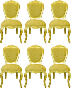 Pomp��s by Casa Padrino Luxus Barock Esszimmerst�hle Gold Bouquet Muster / Gold - Pomp��se Barock St�hle designed by Harald Gl��ckler - 6 Esszimmerst�hle - Barock Esszimmer M�bel