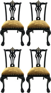 Pomp��s by Casa Padrino Luxus Barock Esszimmerst�hle Gold / Schwarz - Pomp��se Barock St�hle designed by Harald Gl��ckler - 4 Esszimmerst�hle - Barock Esszimmer M�bel