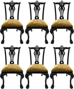 Pomp��s by Casa Padrino Luxus Barock Esszimmerst�hle Gold / Schwarz - Pomp��se Barock St�hle designed by Harald Gl��ckler - 6 Esszimmerst�hle - Barock Esszimmer M�bel