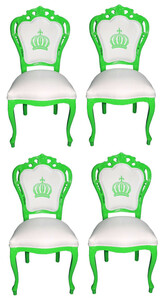 Pomp��s by Casa Padrino Luxus Barock Esszimmerst�hle Wei� / Gr�n - Pomp��se Barock St�hle designed by Harald Gl��ckler - 4 Esszimmerst�hle - Barock Esszimmerm�bel