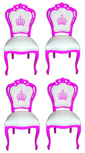 Pomp��s by Casa Padrino Luxus Barock Esszimmerst�hle Wei� / Magenta - Pomp��se Barock St�hle designed by Harald Gl��ckler - 4 Esszimmerst�hle - Barock Esszimmerm�bel