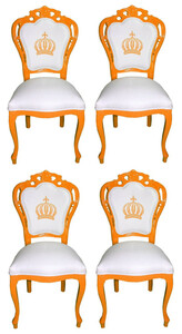 Pomp��s by Casa Padrino Luxus Barock Esszimmerst�hle Wei� / Orange - Pomp��se Barock St�hle designed by Harald Gl��ckler - 4 Esszimmerst�hle - Barock Esszimmerm�bel