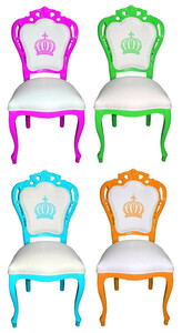 Pomp��s by Casa Padrino Luxus Barock Esszimmerst�hle Wei� / Mehrfarbig - Pomp��se Barock St�hle designed by Harald Gl��ckler - 4 Esszimmerst�hle - Barock Esszimmerm�bel