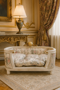 Pomp��s by Casa Padrino Luxus Barock Hunde & Katzenbett Provence Silber / Antik Wei�