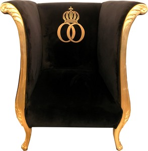 Extravaganter Pomps by Casa Padrino Luxus Designer Sessel von Harald Glckler Schwarz / Gold - Pompser Barock Sessel 
