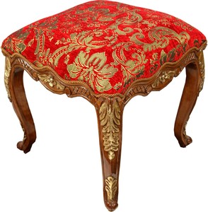 Pomp��s by Casa Padrino Luxus Barock Sitzhocker Eckig Rot Muster / Braun Gold - Pomp��ser Barock Hocker designed by Harald Gl��ckler
