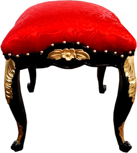 Pomps by Casa Padrino Luxus Barock Sitzhocker Eckig Rot Muster / Schwarz / Gold - Pompser Barock Hocker designed by Harald Glckler
