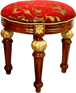 Pomps by Casa Padrino Luxus Barock Sitzhocker Rund Rot Muster / Braun Gold - Pompser Barock Hocker designed by Harald Glckler Hocker