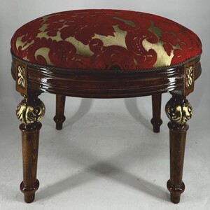 Pomp��s by Casa Padrino Luxus Barock Sitzhocker Rund Gold / Rot Muster / Braun / Gold