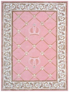 Pomps by Casa Padrino Luxus Barock Teppich Krone von Harald Glckler Rosa / Wei / Braun 200 x 300 cm