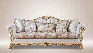 Pomp��s by Casa Padrino Luxus Barock Wohnzimmer Sofa Provence Wei� / Beige / Gold - Pomp��ses Barockstil Sofa designed by Harald Gl��ckler