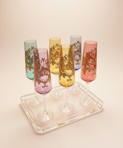Pomp��s by Casa Padrino Luxus Champagnerglas Set Bunt  6 x H. 25 cm - Champagnergl�ser mit 24 Karat Vergoldung - Pomp��se Gl�ser designed by Harald Gl��ckler