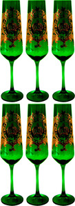 Pomp��s by Casa Padrino Luxus Champagnerglas Set Dunkelgr�n / Gold  6 x H. 25 cm - Champagnergl�ser mit 24 Karat Vergoldung - Pomp��se Gl�ser designed by Harald Gl��ckler