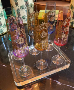 Pomp��s by Casa Padrino Luxus Champagnerglas Set Bunt  6 x H. 25 cm - Champagnergl�ser mit 24 Karat Vergoldung - Pomp��se Gl�ser designed by Harald Gl��ckler