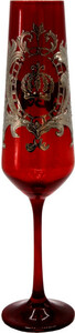 Pomps by Casa Padrino Luxus Champagnerglas mit edler Platin Beschichtung Bordeauxrot / Silber  6 x H. 25 cm - Pompses Champagnerglas designed by Harald Glckler