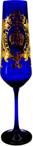 Pomp��s by Casa Padrino Luxus Champagnerglas mit 24 Karat Vergoldung Royalblau / Gold  6 x H. 25 cm - Pomp��ses Champagnerglas designed by Harald Gl��ckler