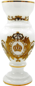 Pomp��s by Casa Padrino Luxus Pokal Vase mit 24 Karat Vergoldung Wei� / Gold  14 x H. 30,5 cm - Pomp��se Blumenvase designed by Harald Gl��ckler