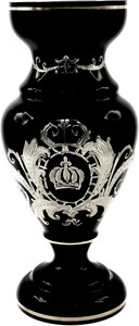 Pomps by Casa Padrino Luxus Pokal Vase mit edler Platin Beschichtung Schwarz / Silber  14 x H. 30,5 cm - Pompse Blumenvase designed by Harald Glckler