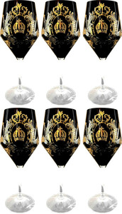 Pomp��s by Casa Padrino Luxus Rotweinglas Set Schwarz / Gold  8,7 x H. 20,3 cm - Weingl�ser mit 24 Karat Vergoldung - Pomp��se Weingl�ser designed by Harald Gl��ckler