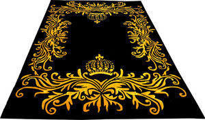 Pomps by Casa Padrino Luxus Teppich von Harald Glckler - ALLE GREN - Krone Schwarz / Gold  - Barock Design Teppich - Handgewebt aus Wolle