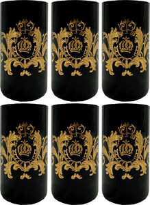 Pomp��s by Casa Padrino Luxus Wasserglas Set Schwarz / Gold  6,5 x H. 14,5 cm - Wassergl�ser mit 24 Karat Vergoldung - Pomp��se Gl�ser designed by Harald Gl��ckler