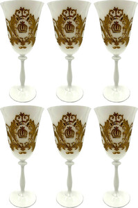 Pomp��s by Casa Padrino Luxus Barock Weinglas Set We� / Gold  8,7 x H. 20,3 cm - Weingl�ser mit 24 Karat Vergoldung - Pomp��se Weingl�ser designed by Harald Gl��ckler - Luxus Designer Weingl�ser