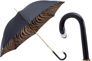 Regenschirm Damen Braunes Zebra - Manuelle �ffnung - 100% Polyester - Griff aus Acetat - Handmade in Italy