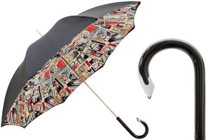 Regenschirm Damen Comics - Manuelle �ffnung - 100% Polyester - Griff aus Acetat - Handmade in Italy