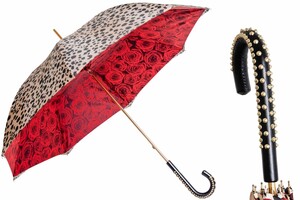 Regenschirm Damen Leopardo e Rose - Handmade in Italy