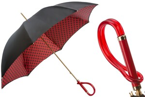 Regenschirm Damen Marienk�fer, Doppelgewebe - Manuelle �ffnung - 100% Polyester - Griff aus Acetat - Handmade in Italy