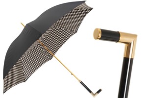 Regenschirm Damen Paris Schwarz - Manuelle �ffnung - 100% Polyester - Griff aus Acetat - Handmade in Italy