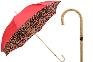 Regenschirm Damen mit Flecken in Rot, Doppelgewebe - Handmade in Italy