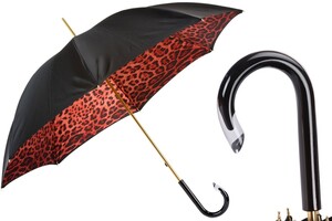 Regenschirm Damen mit Flecken in Rot, Doppelgewebe - Manuelle �ffnung - 100% Polyester - Griff aus Acetat - Handmade in Italy