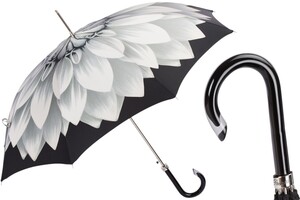 Regenschirm Damen mit Grauen Dahlien - Automatische �ffnung - 100% Polyester - Griff aus Acetat - Handmade in Italy