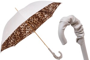 Regenschirm Damen mit Leopardenmuster, Doppelgewebe - Handmade in Italy