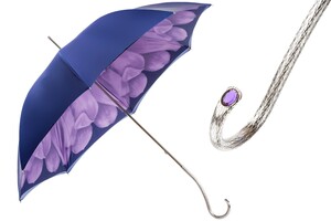 Regenschirm Damen mit Lila Dahlien, Doppelgewebe - Handmade in Italy